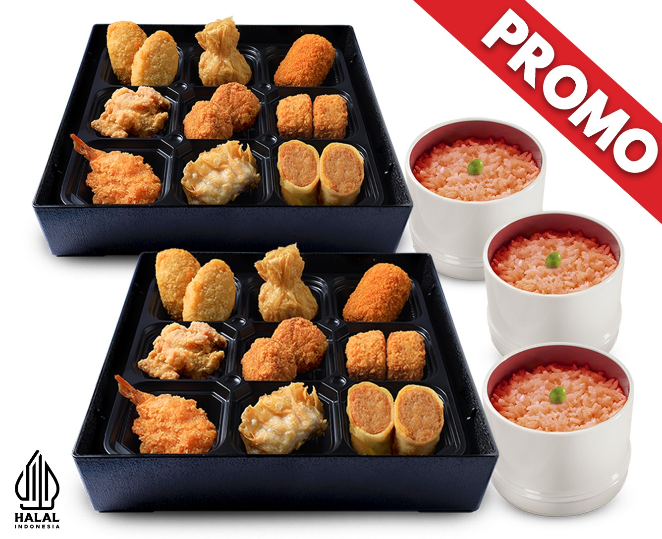 2 IRODORI BENTO AGEMONO PLATTER + 3 KETCHUP RICE