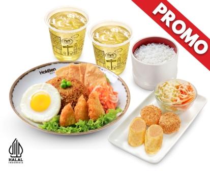 PROMO HARI SUMPAH PEMUDA HOKA HEMAT  2 + SPICY YAKIMESHI ROYAL B + 2 OCHA