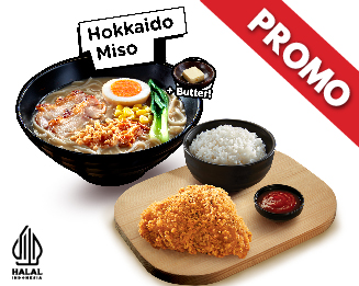 PROMO HARI AYAH NASIONAL HOKKAIDO MISO RAMEN L + HOKBEN FRIED CHICKEN 1 PC + NASI