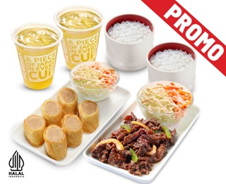 PROMO WEEKEND DEALS BEEF KARUBI + EGG CHICKEN ROLL + 2 RICE + 2 OCHA