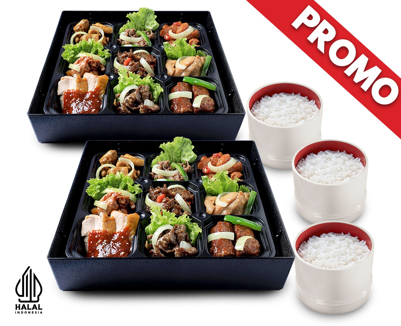 2 IRODORI BENTO ITAMEMONO + 3 RICE