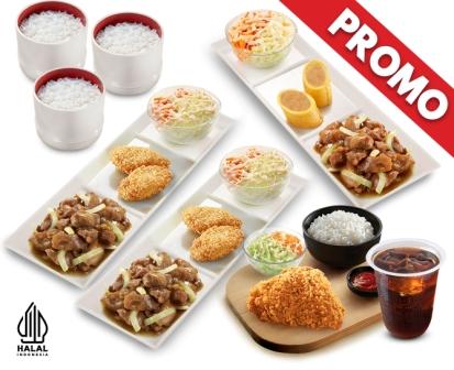 PROMO DOUBLE CHICKEN VIBES 1 SIMPLE SET TERIYAKI 1 + 2 SIMPLE SET TERIYAKI 2 + PAKET HOKBEN FRIED CHICKEN 1PC